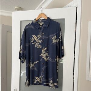 Tommy Bahama Navy and Beige Floral Shirt